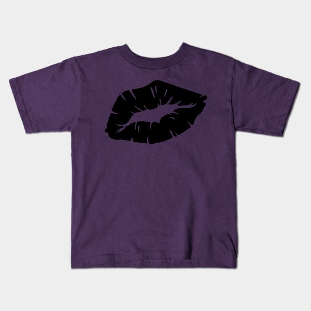 Beautiful Black Lipstick Kiss Isolated Kids T-Shirt by taiche